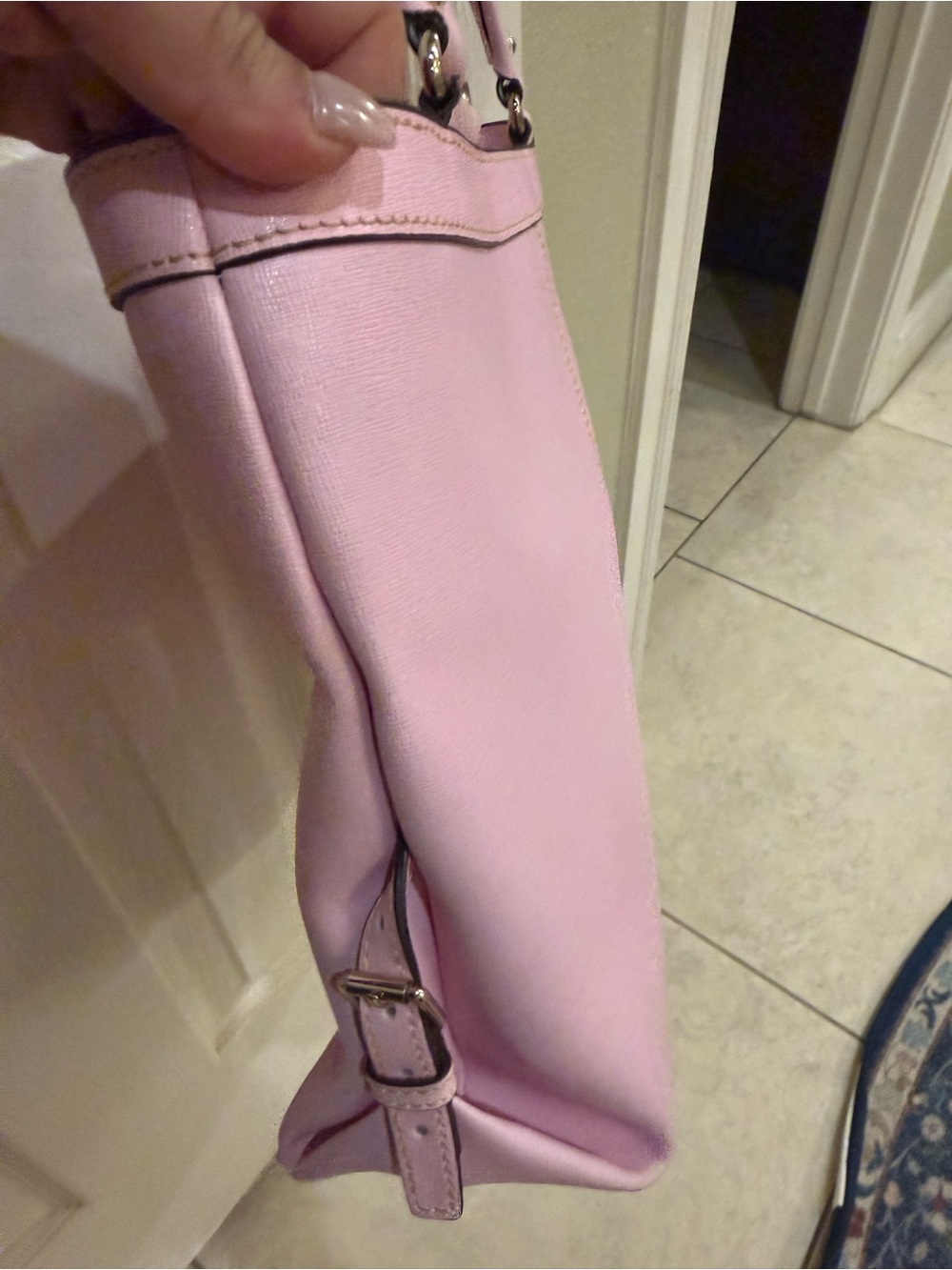 Dooney & Bourke Sara Pink Saffiano Shoulder Tote with Gold Hardware - Picture 6 of 12